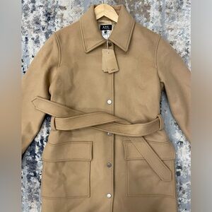 A.P.C. Angelita Long Wool Beige Camel Coat - New